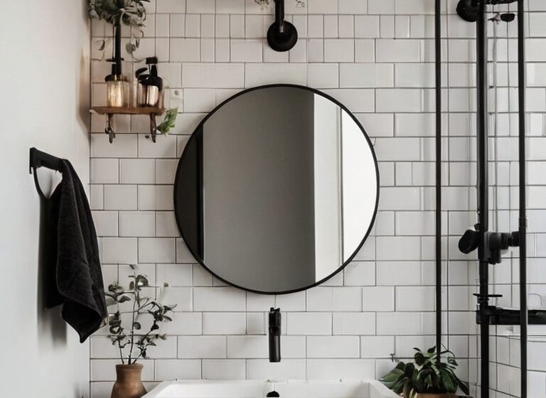  White Tiles and Black Grout Bathroom Ideas