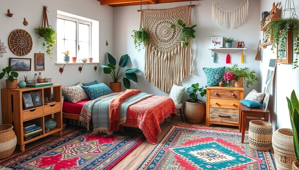 flux schnell boho chic teen girl bedroom with vibrant colorful 2