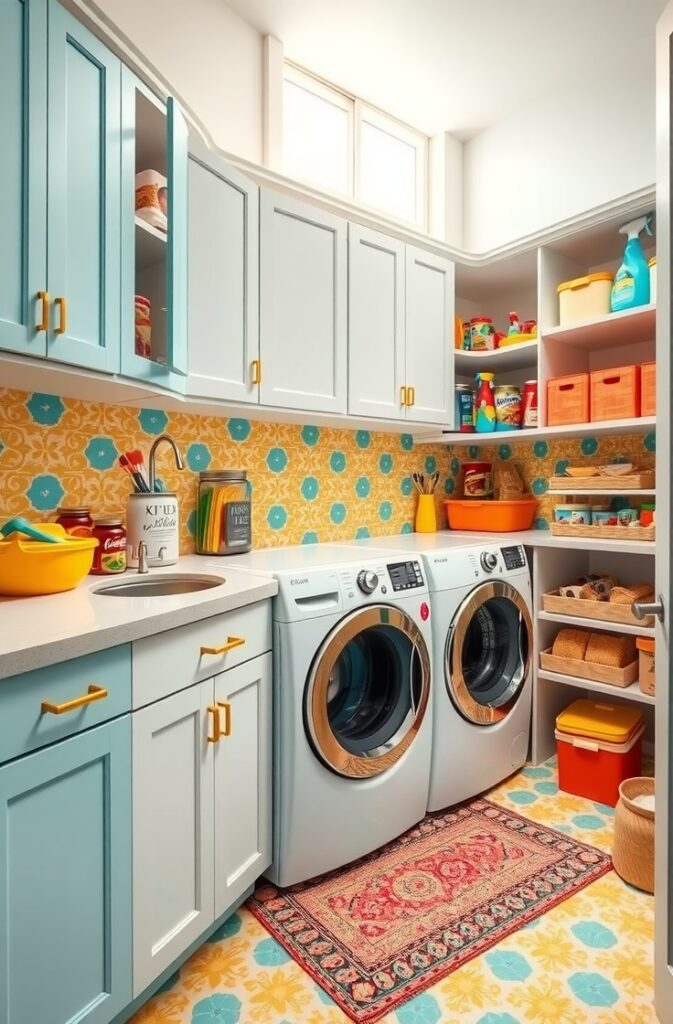 flux schnell colorful pantry laundry room combo with bright wh 2