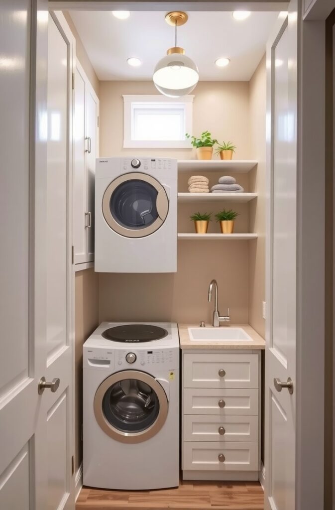 flux schnell compact pantry laundry room combo with a stacked 2