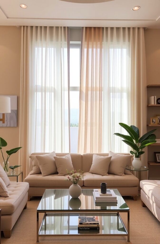 flux schnell contemporary living room with layered sheer and b 3