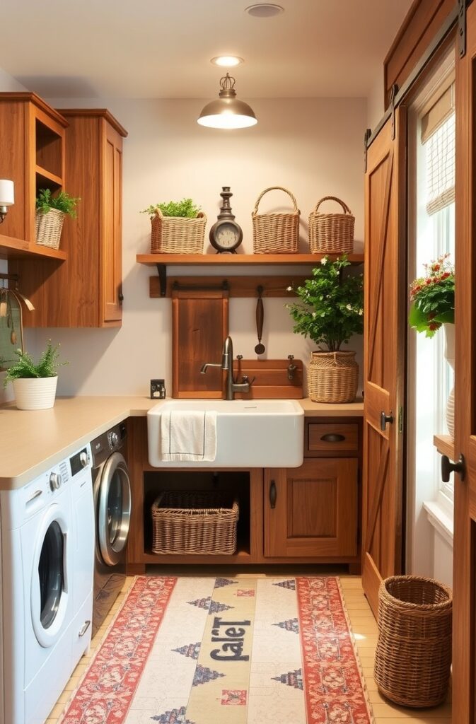 flux schnell farmhouse pantry laundry room combo with warm woo 0