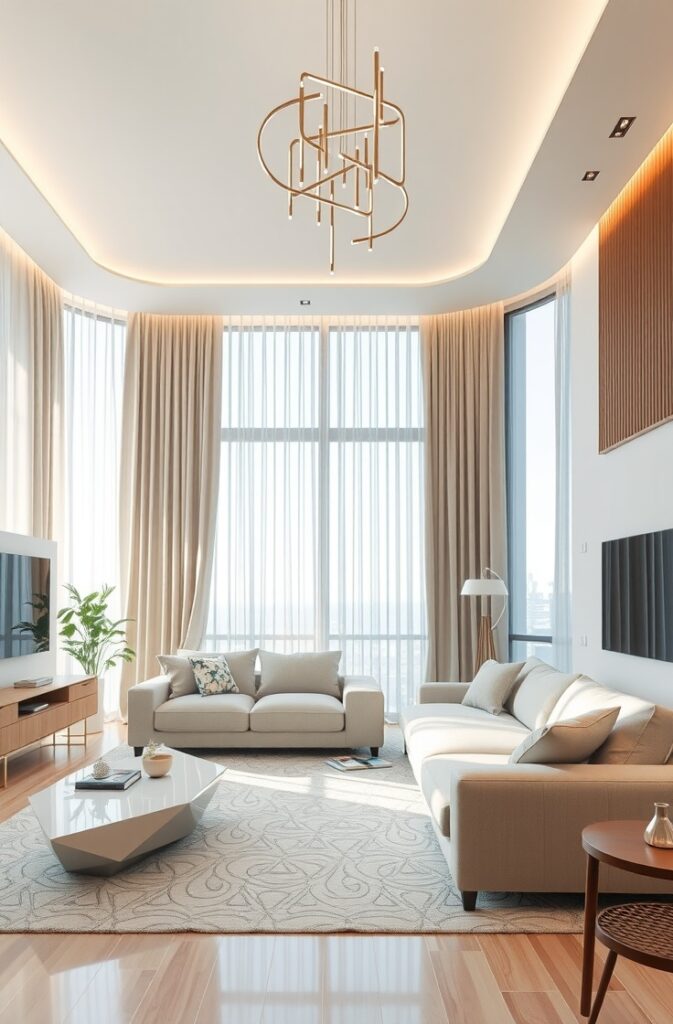 flux schnell futuristic modern living room with motorized curt 3