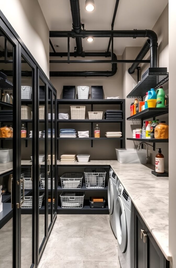 flux schnell industrial pantry laundry room combo with metal s 0