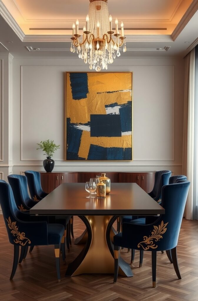 flux schnell luxury dining space with a modern abstract painti 1