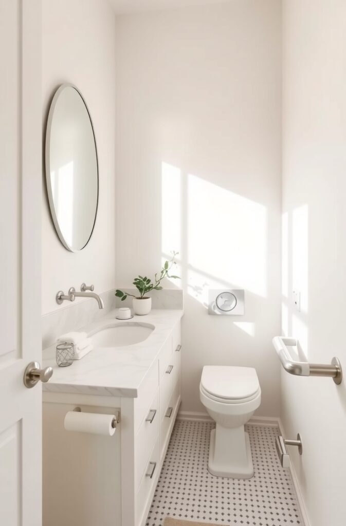flux schnell minimalist small guest bathroom with a predominan 0