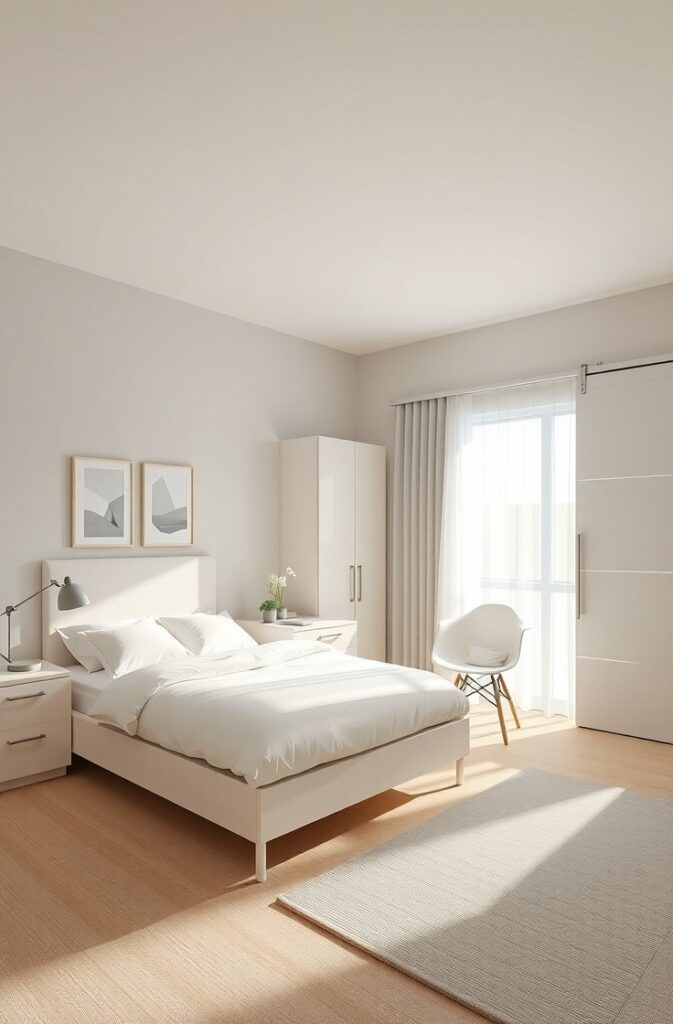 flux schnell minimalist teen girl bedroom with a neutral color 2