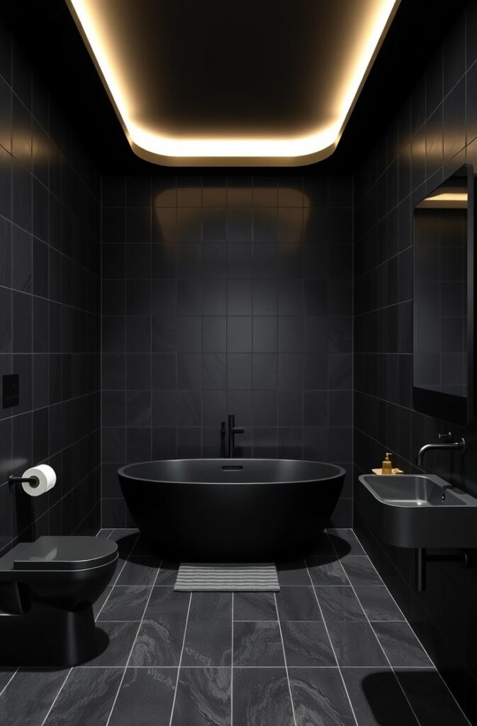 flux schnell monochrome modern bathroom with black fixtures da 3