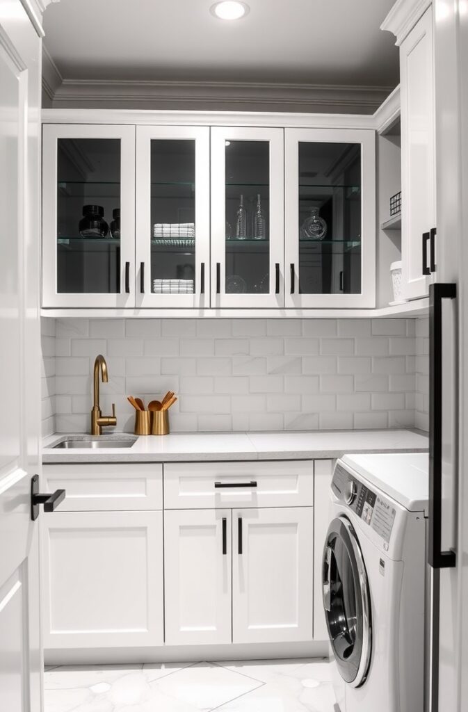 flux schnell pantry laundry room combo with striking black and 0