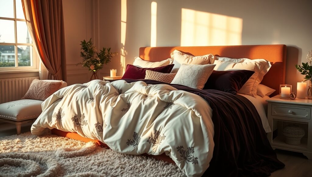 flux schnell romantic bedroom with plush velvet bedding in dee 2