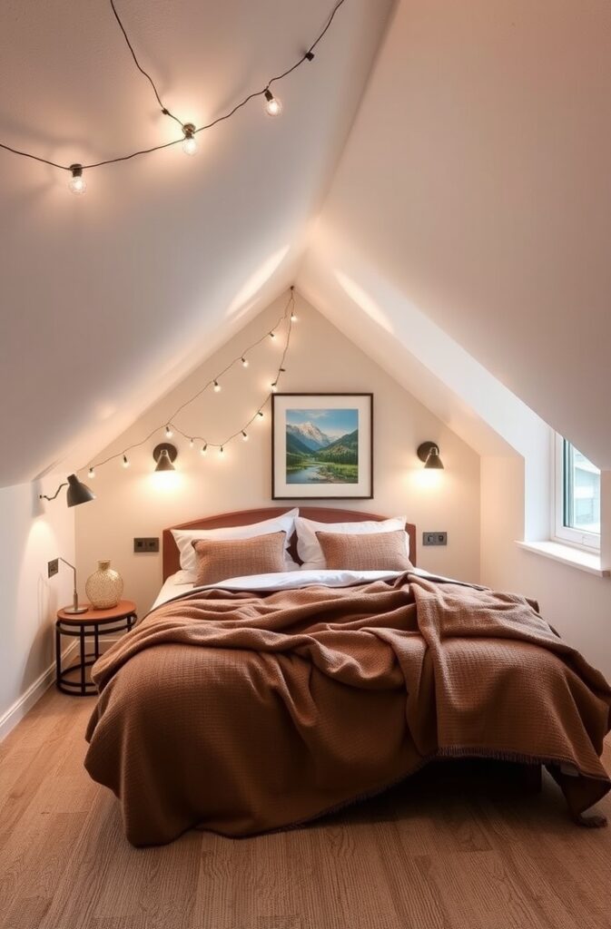 flux schnell small attic bedroom with creative lighting featur 3