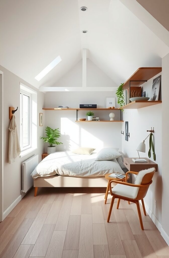 flux schnell small attic bedroom with sleek vertical wallmount 3