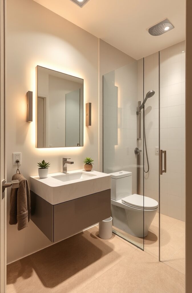 flux schnell small modern guest bathroom with sleek wall sconc 3