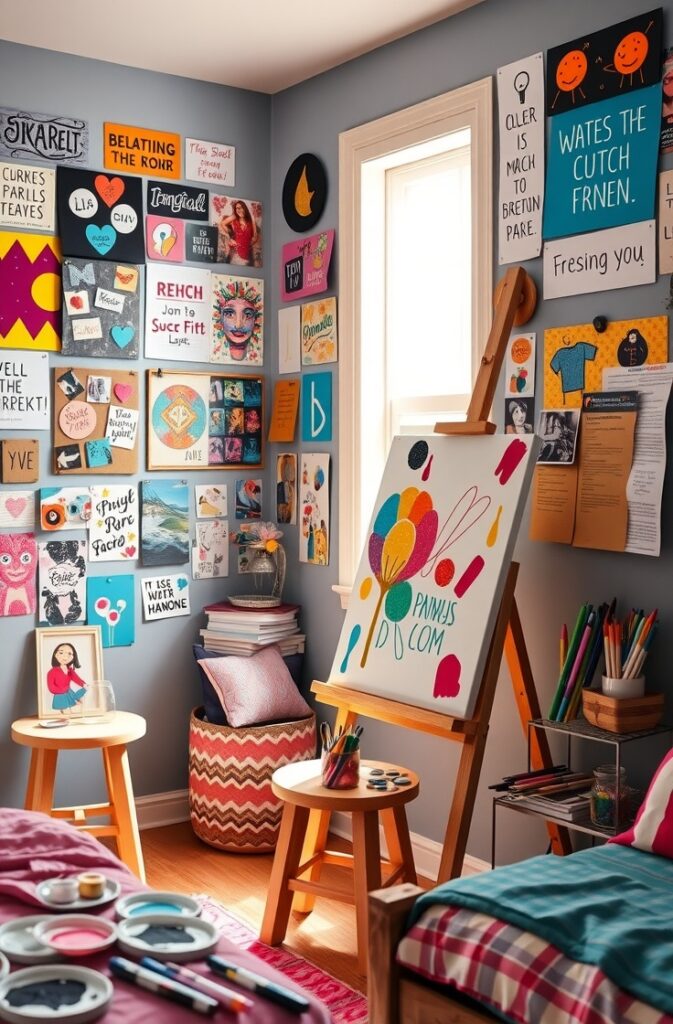 flux schnell vibrant teen girl bedroom with a dedicated art co 0