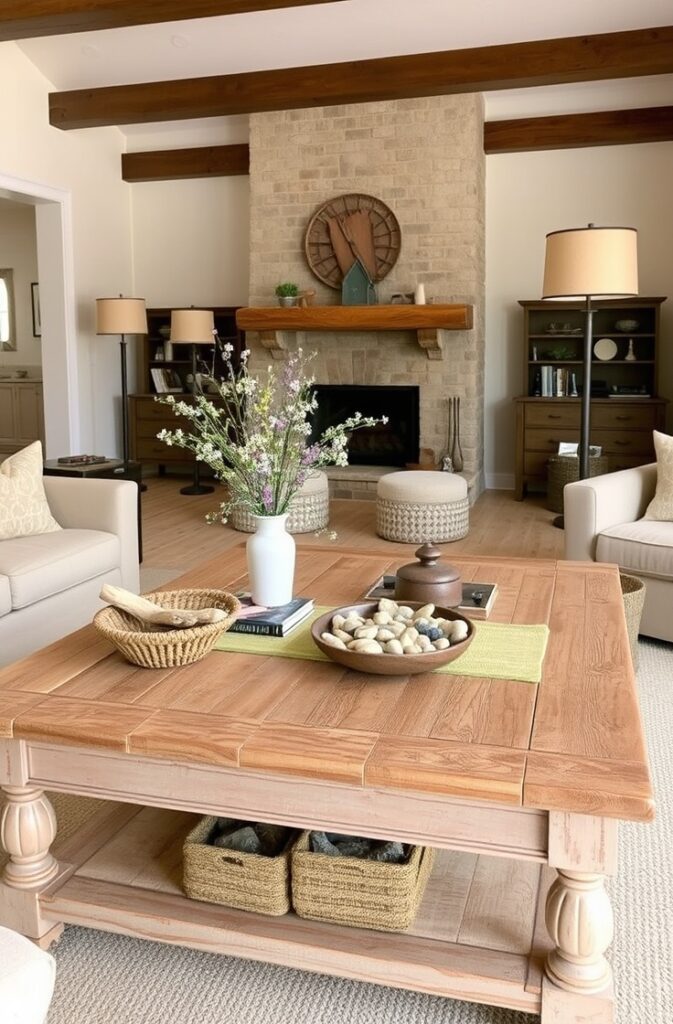 flux schnell a rustic wooden farmhouse coffee table with a dis 2